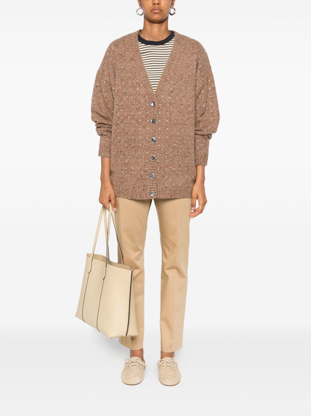Cardigan crop con strass 