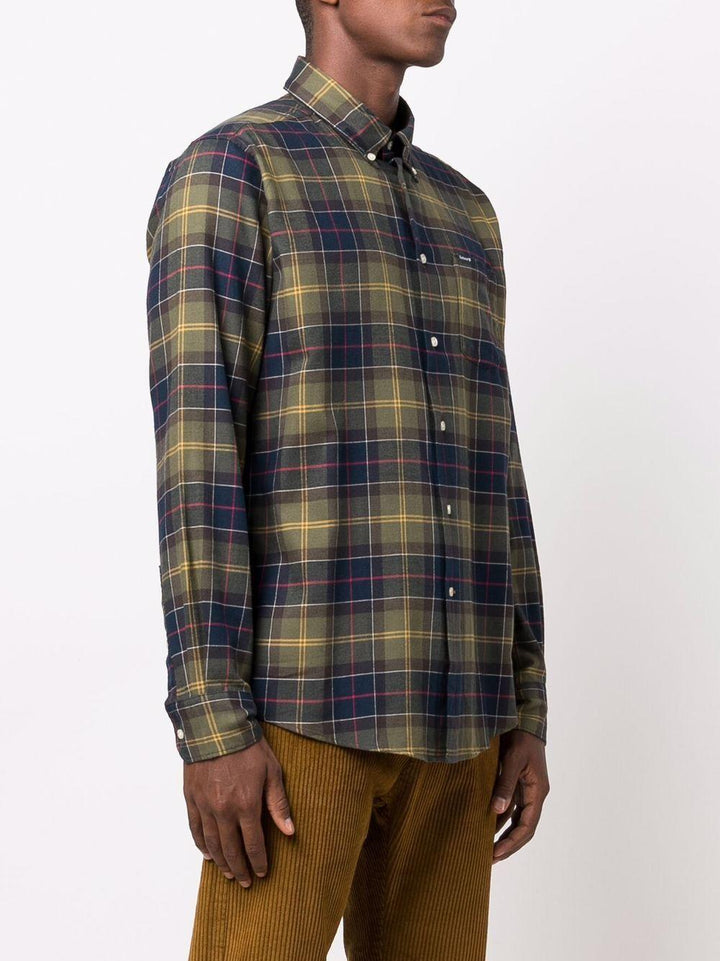 Camicia botton-down tartan verde e blu 