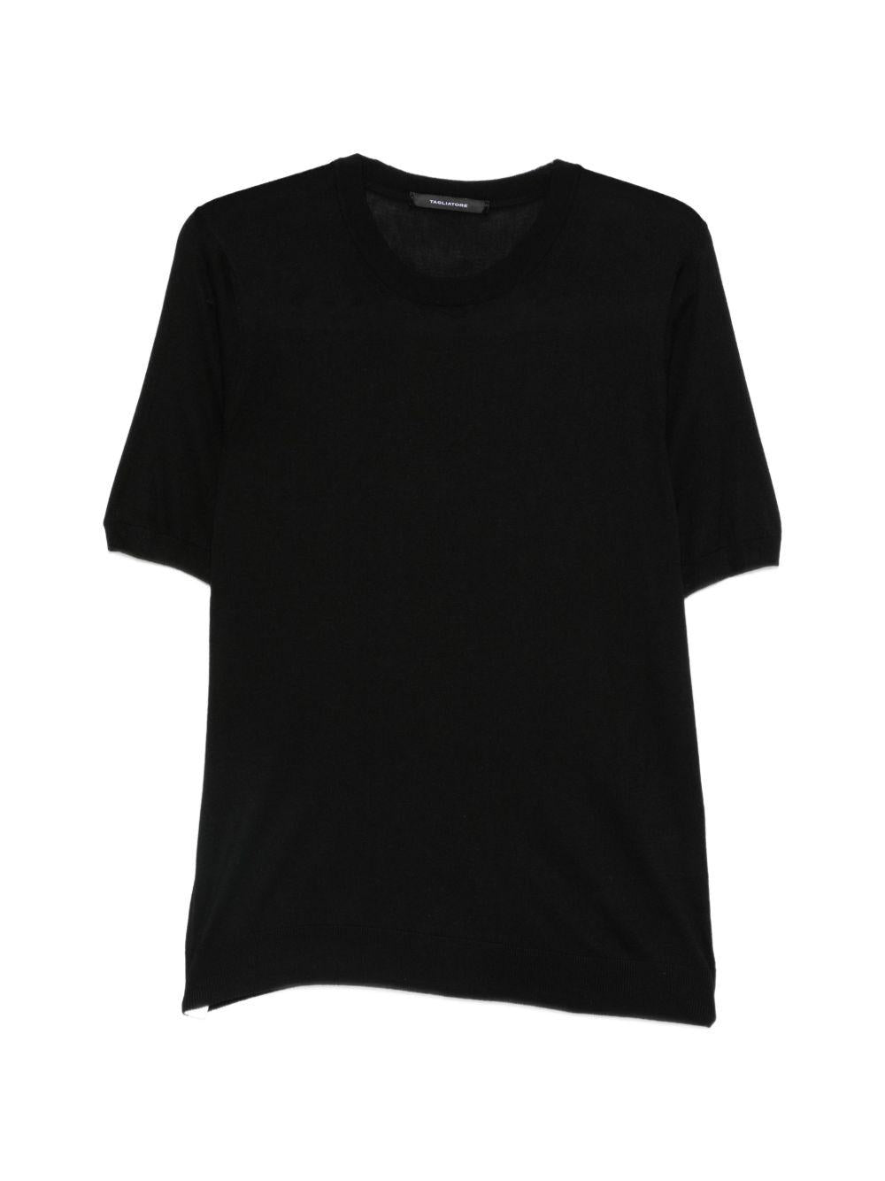T-shirt nera a maniche corte 