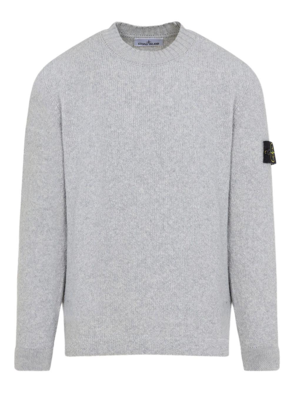 Maglione grigio scuro a coste con girocollo 