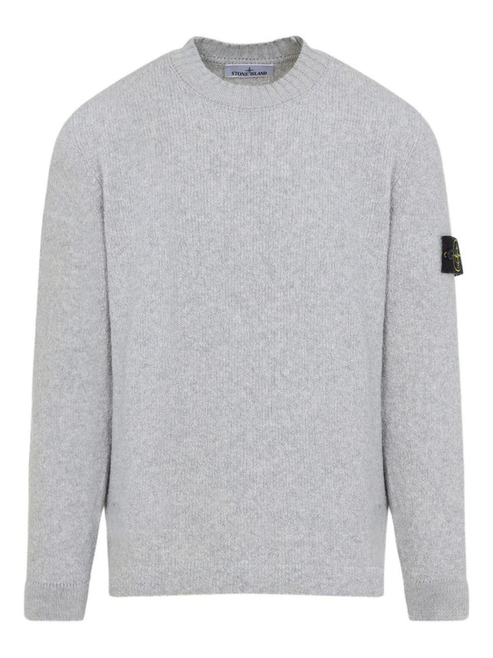 Maglione grigio scuro a coste con girocollo 
