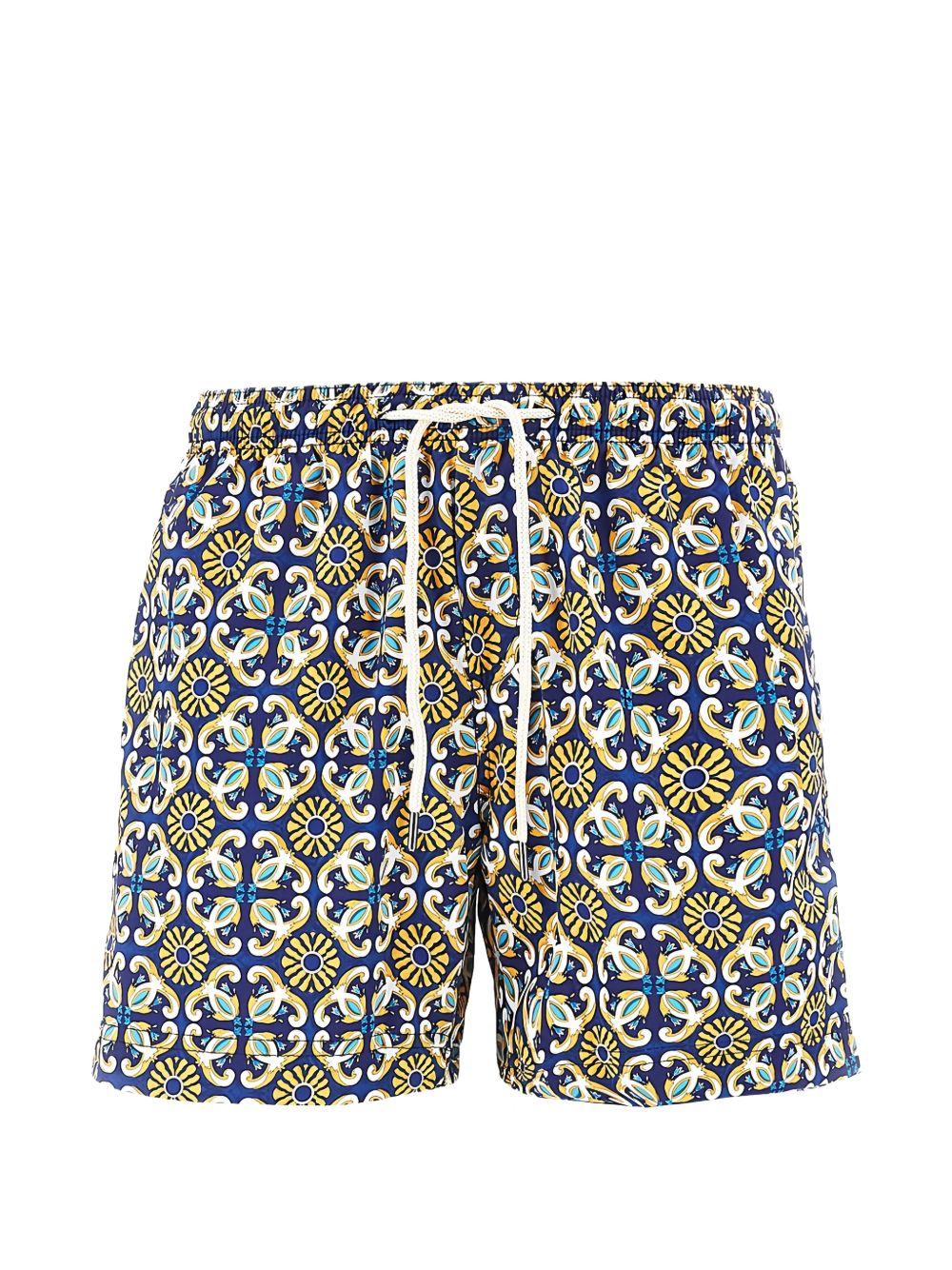 Costume da bagno blu/giallo con stampa 