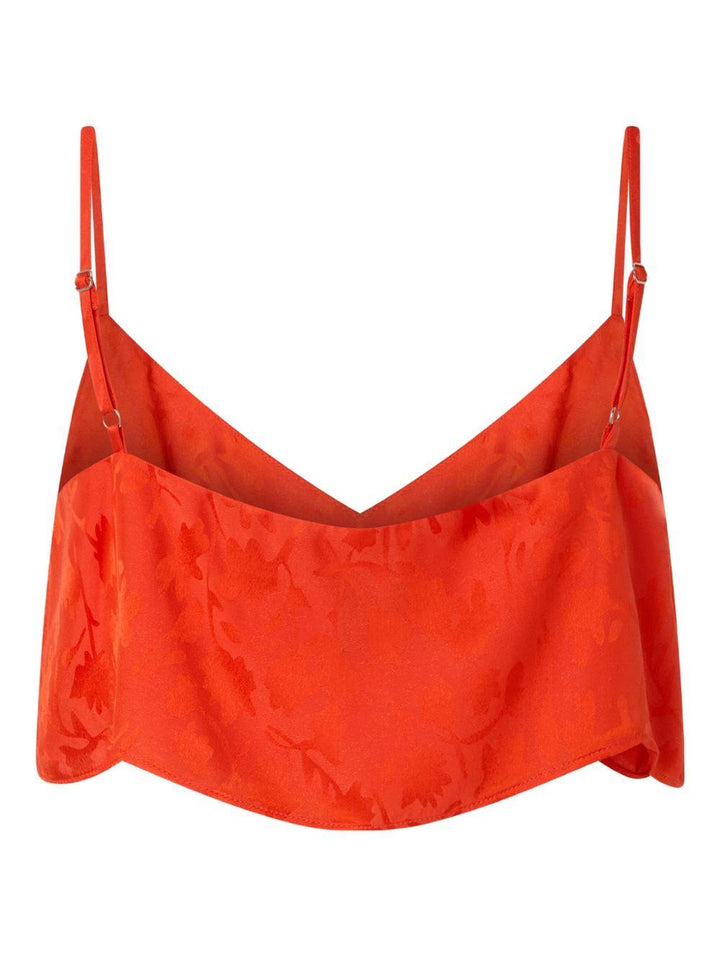Top a fiori con scollo a V 