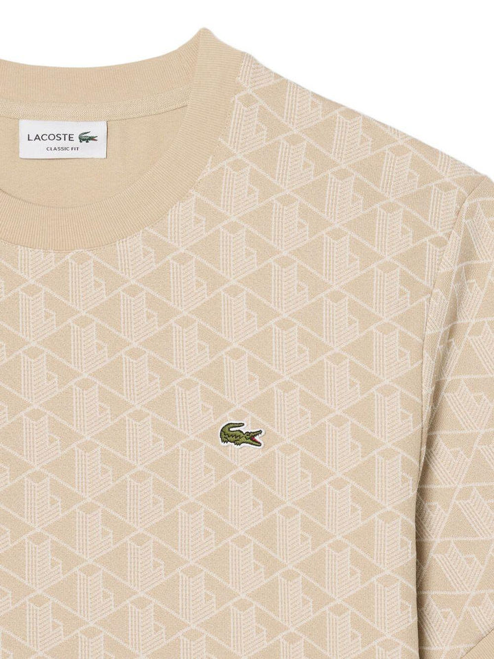 T-shirt beige chiaro con stampa geometrica 
