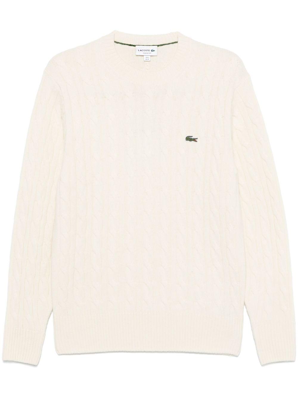 Maglione bianca a maglia intrecciata 