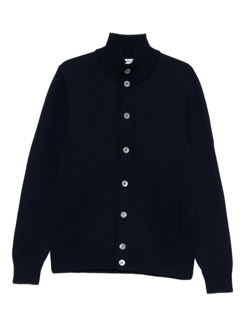 Cardigan a collo alto blu navy 