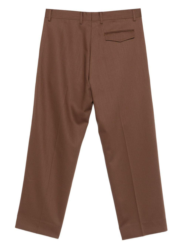 Pantaloni marroni dritti con tasche a pieghe 