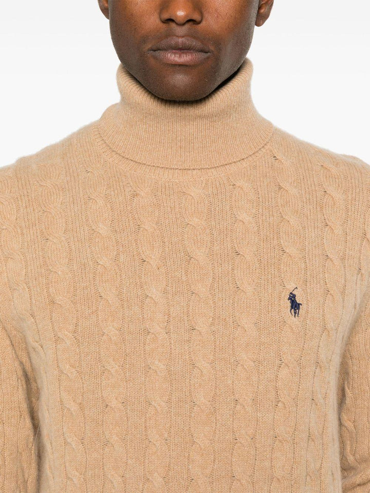 Maglione marrone chiaro con motivo Polo Pony 