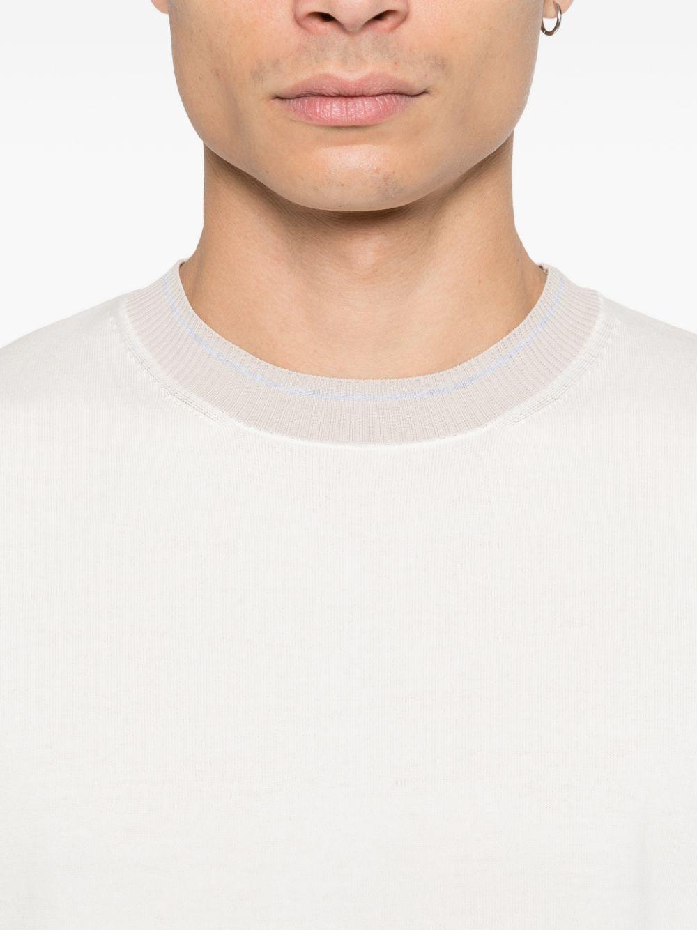 T-shirt girocollo bianco/sabbia 