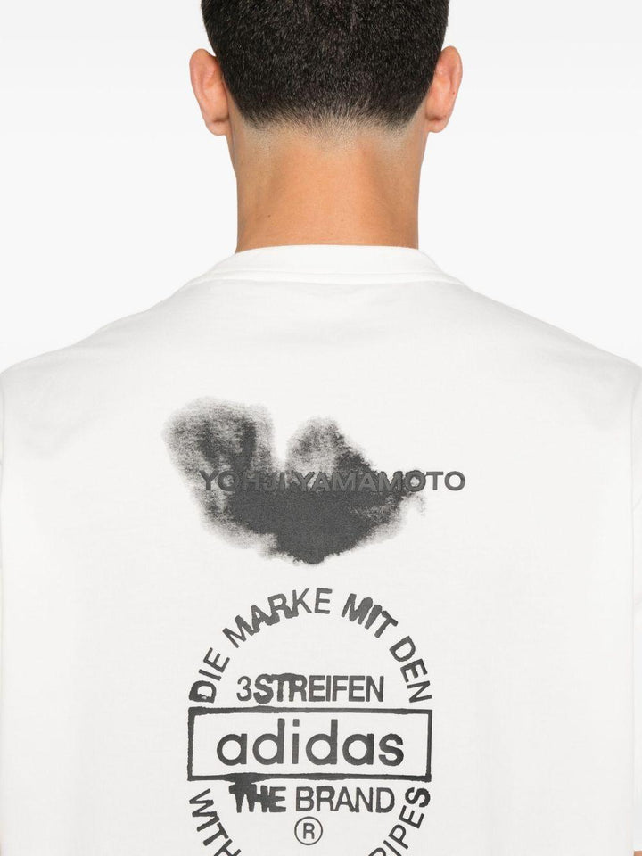 T-shirt bianca girocollo con logo 