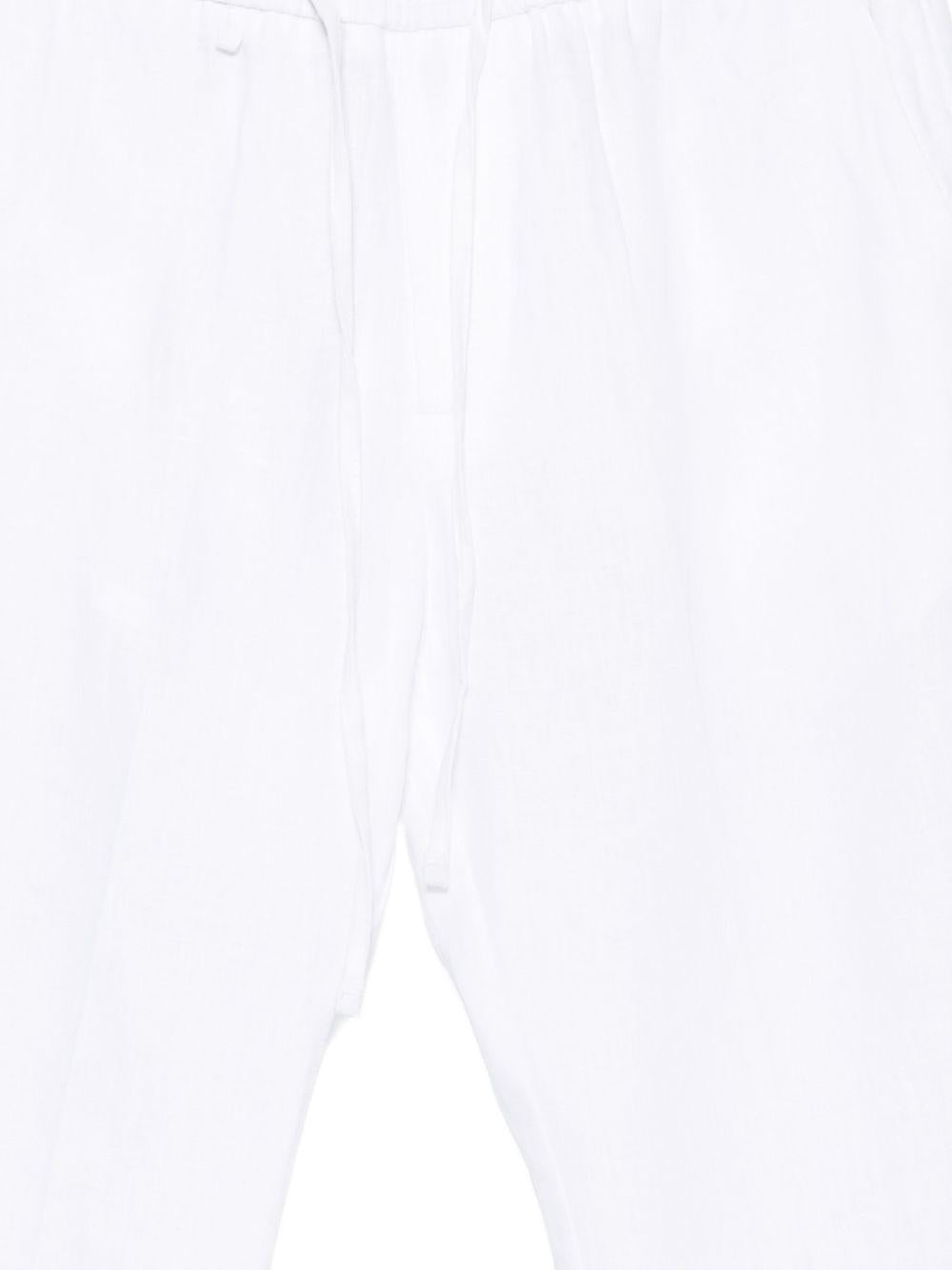Pantaloni in lino con coulisse bianco 