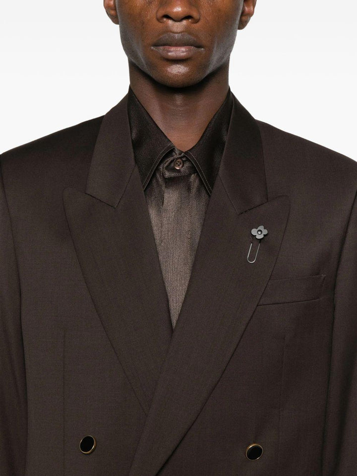 Blazer Marrone Doppiopetto con rever a lancia 