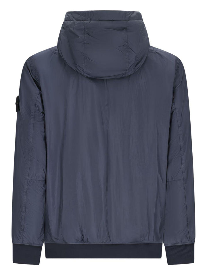 Bomber blu con cappuccio e applicazione Compass 