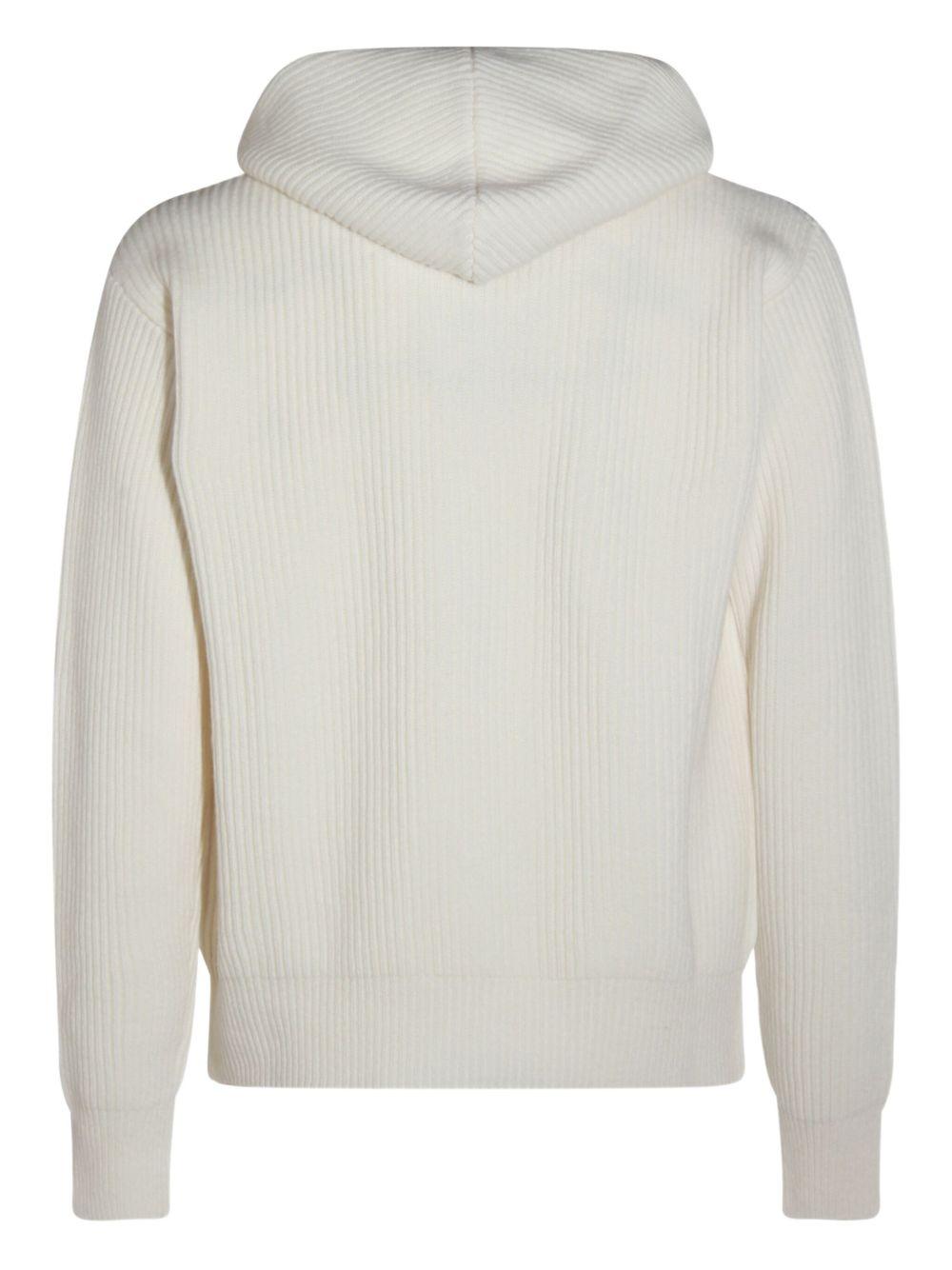 Felpa bianco opaco a coste con zip 