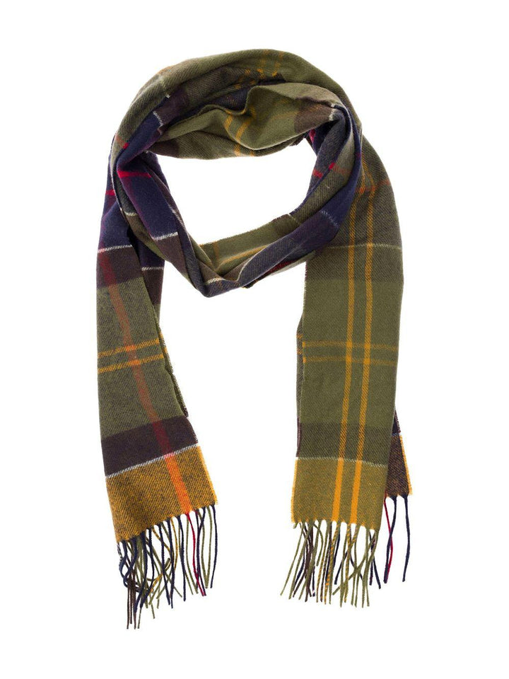 Sciarpa verde tartan con frange 