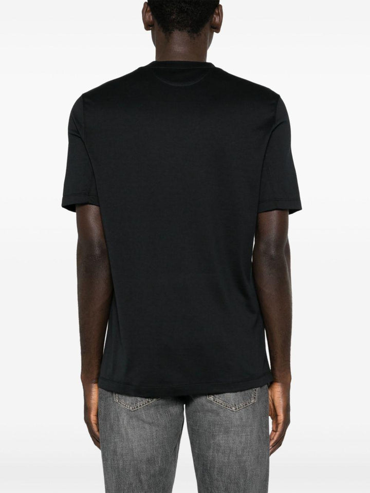 T-shirt nera girocollo in jersey leggero 