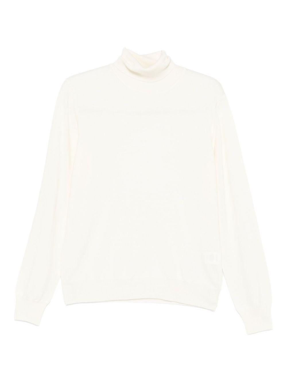 Maglione in lana a collo alto bianco 