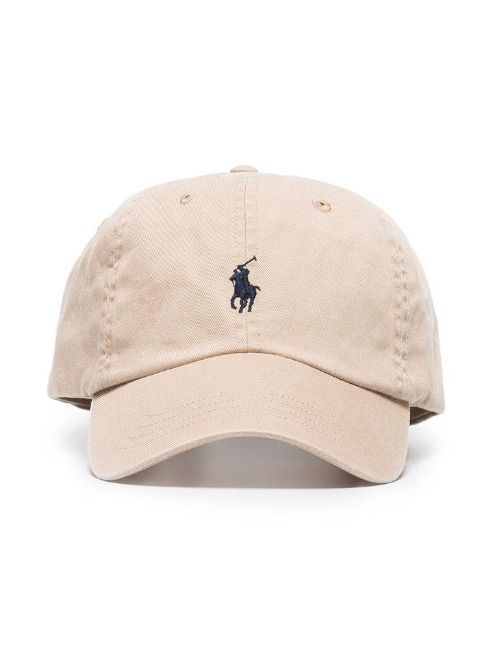 Cappello da baseball beige in cotone chino 