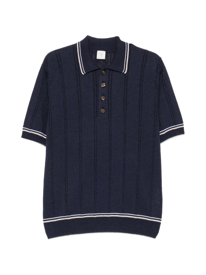 Polo lavorata a trecce blu e beige 