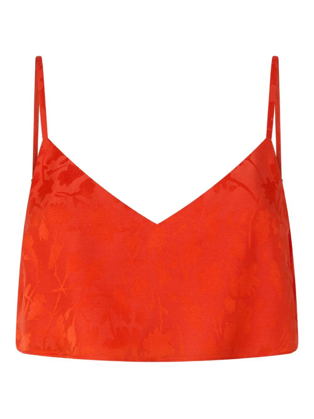 Top a fiori con scollo a V 