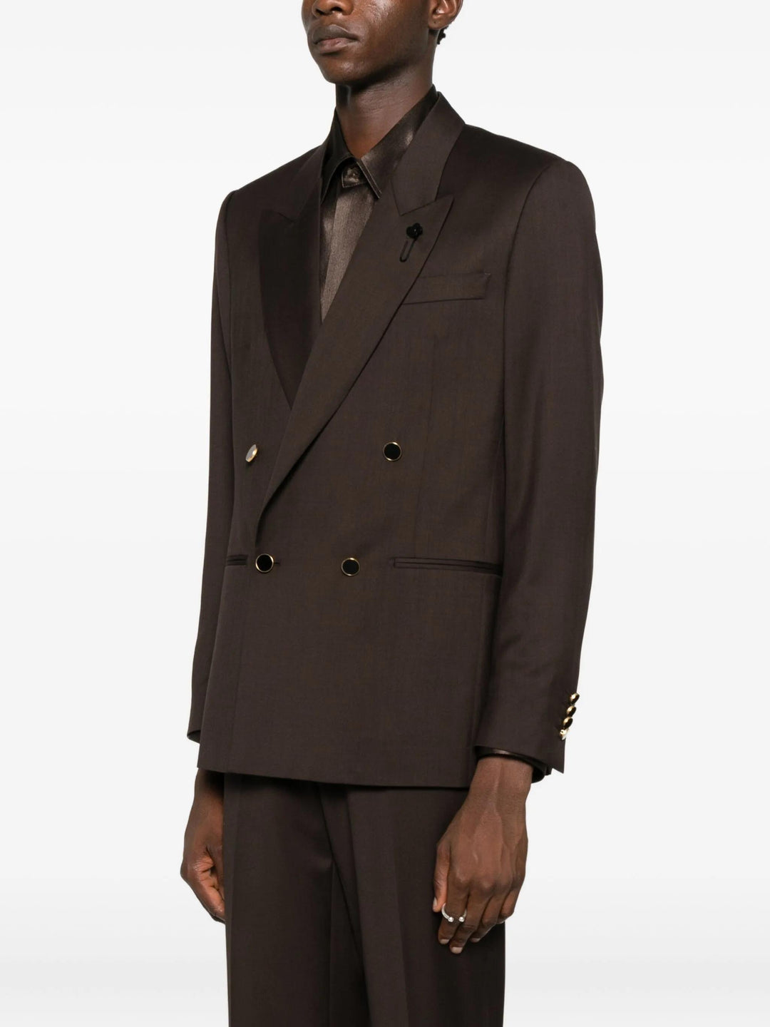 Blazer Marrone Doppiopetto con rever a lancia 