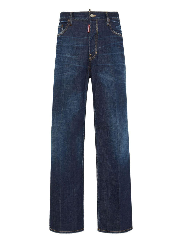 Jeans blu navy a gamba ampia con zip nascosta 