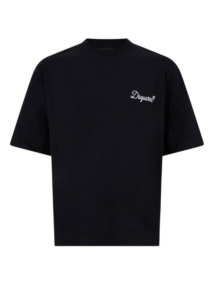 T-shirt nera con ricamo 