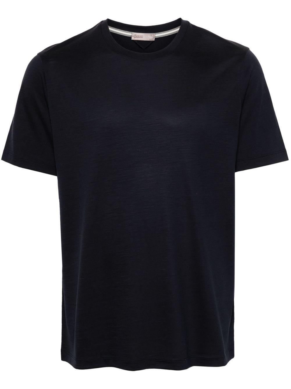 T-shirt blu navy con placca logo sul retro 
