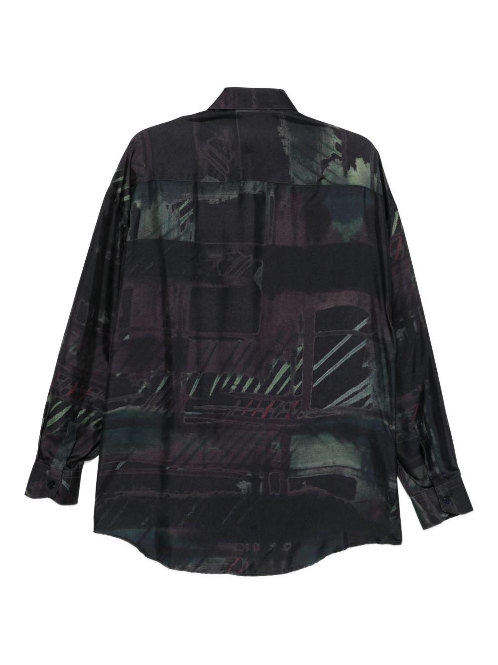 Camicia con stampa astratta nera 