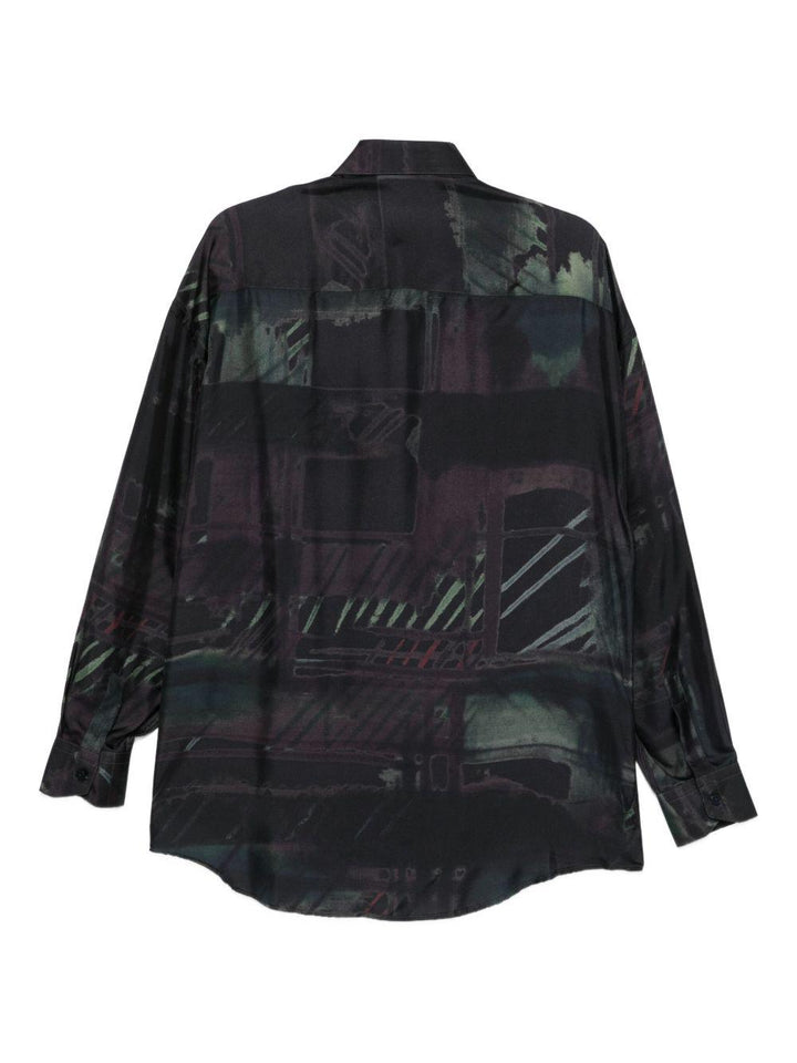 Camicia con stampa astratta nera 
