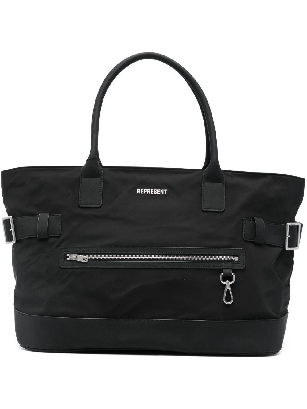 Borsa tote nera con fibbia 