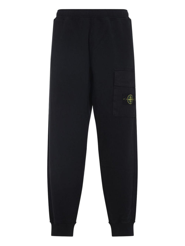 Pantaloni sportivi neri con applicazione logo 