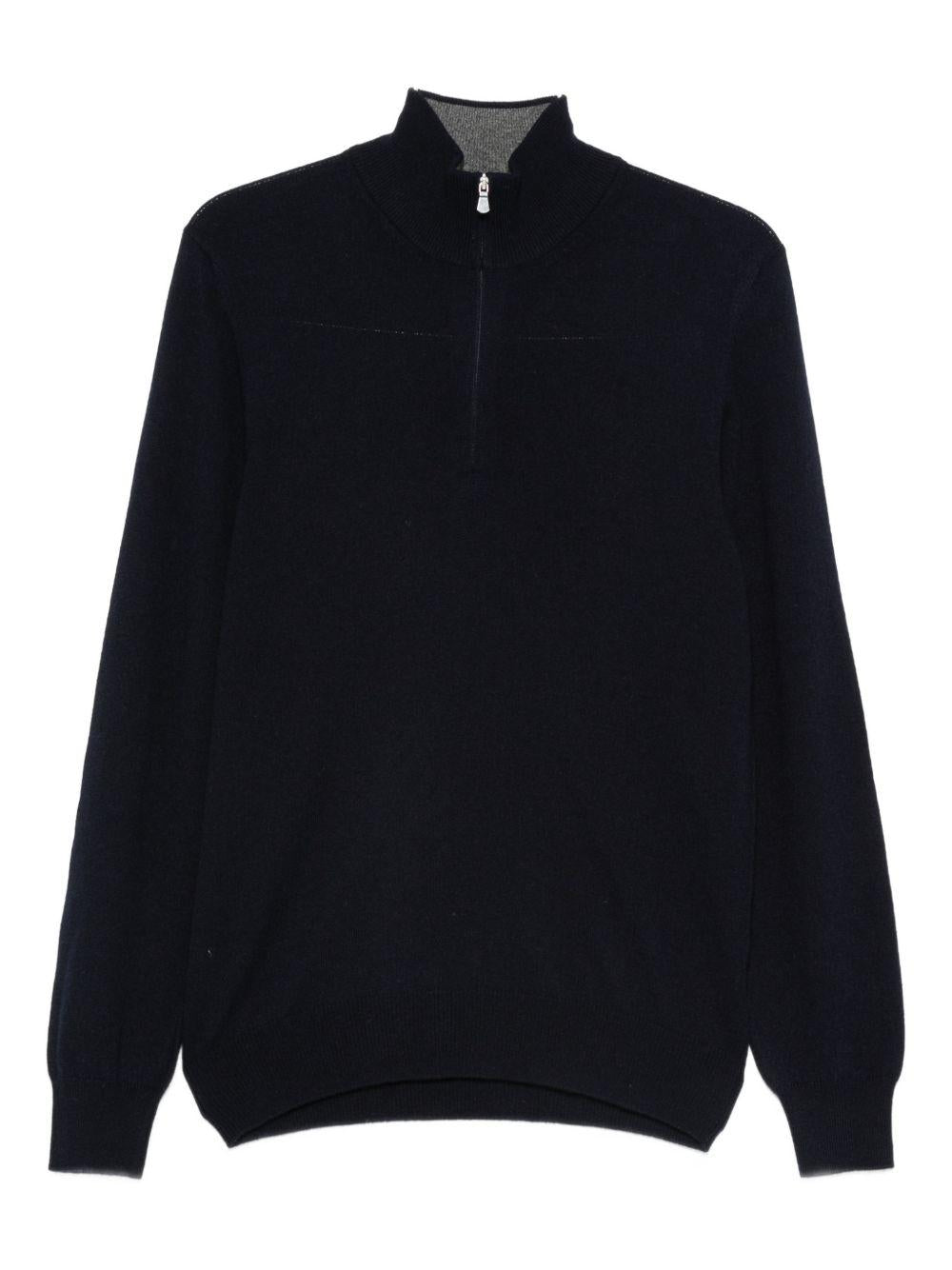 Maglione con zip blu 