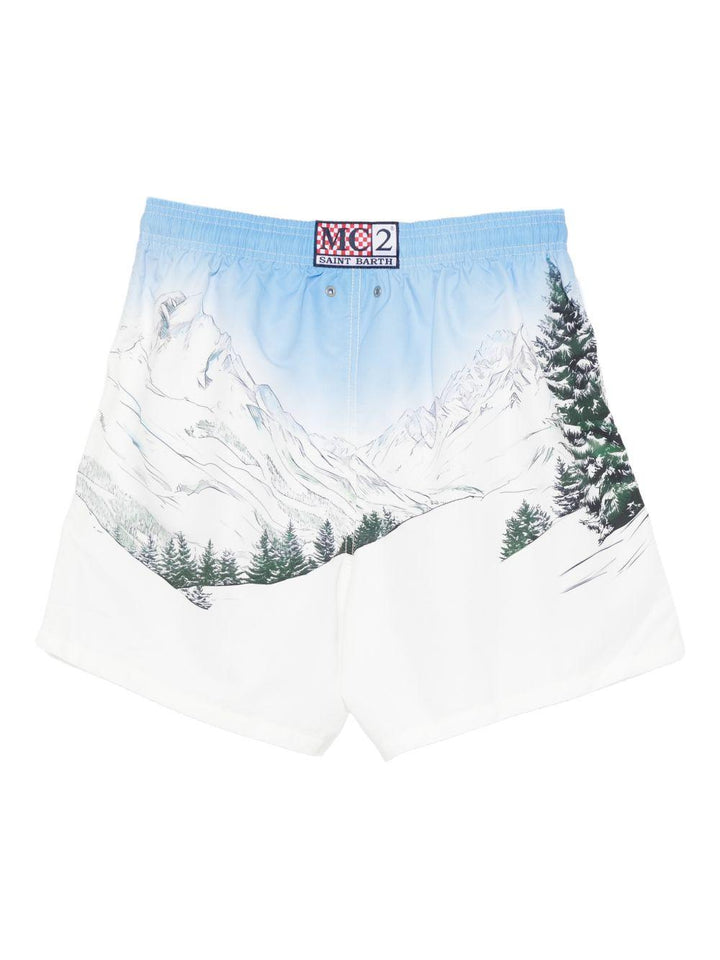 Costume da bagno bianco con stampa 