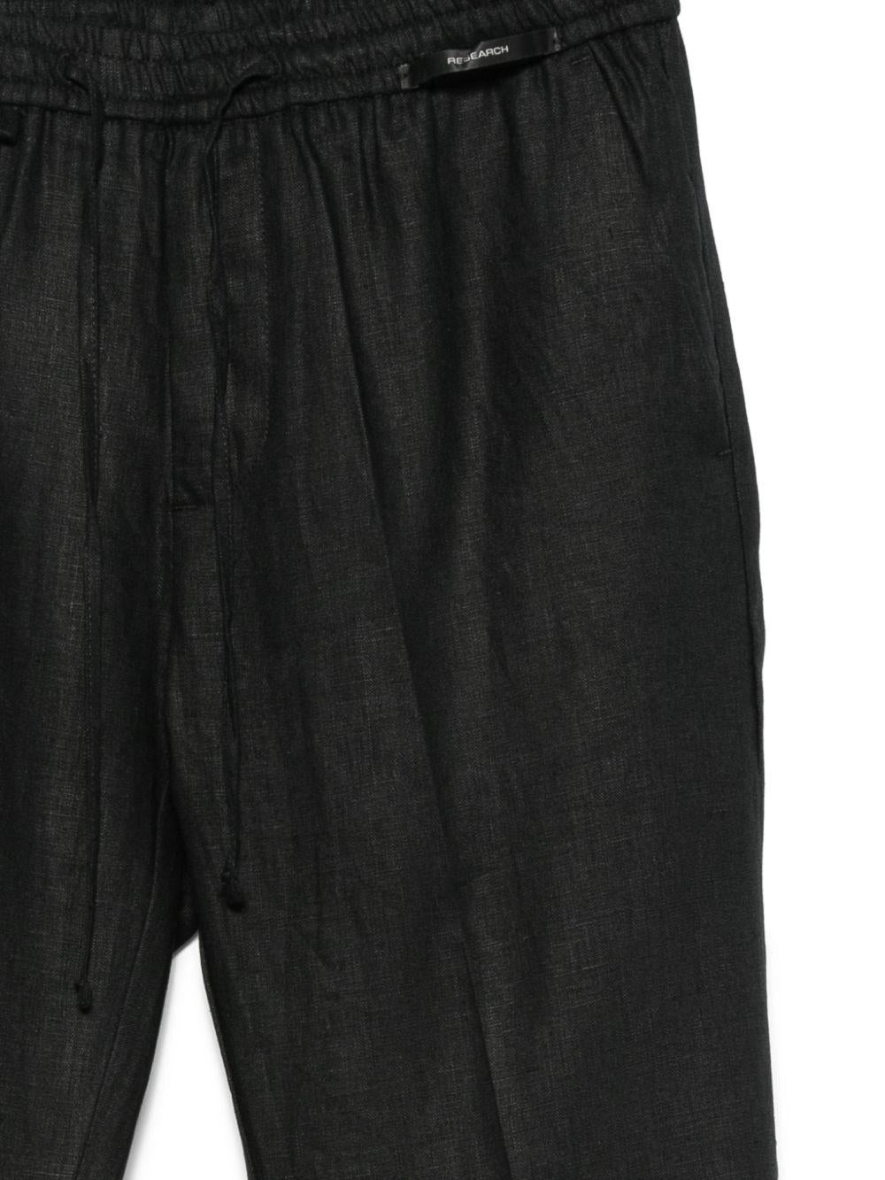 Pantaloni con coulisse in lino nero 