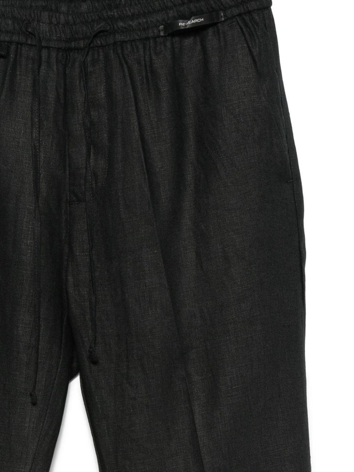 Pantaloni con coulisse in lino nero 
