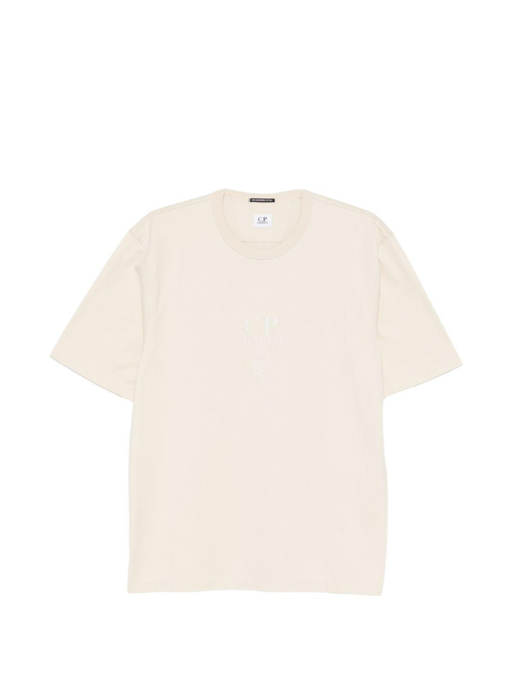 T-shirt beige con logo 