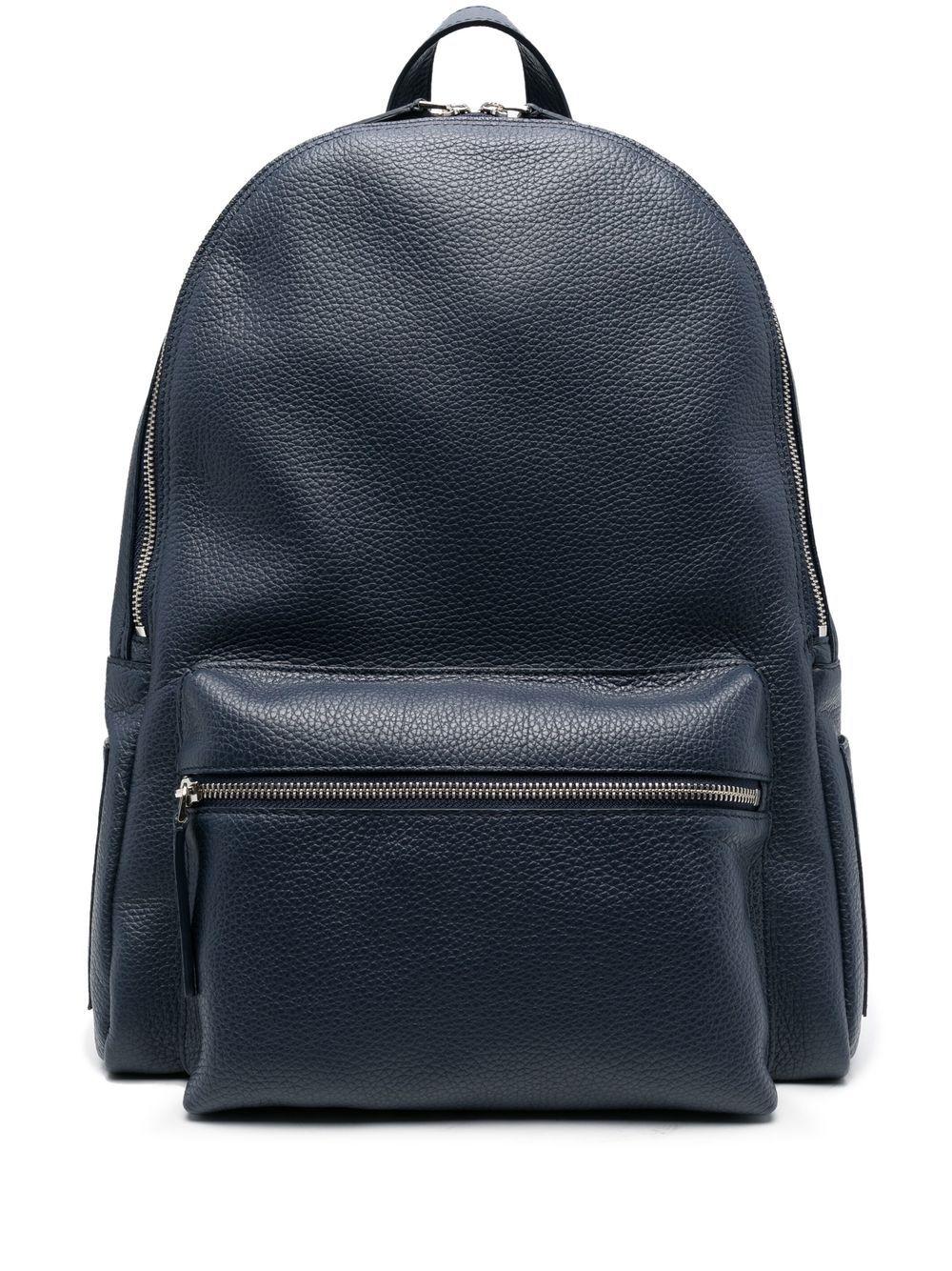 Zaino blu in pelle martellata 