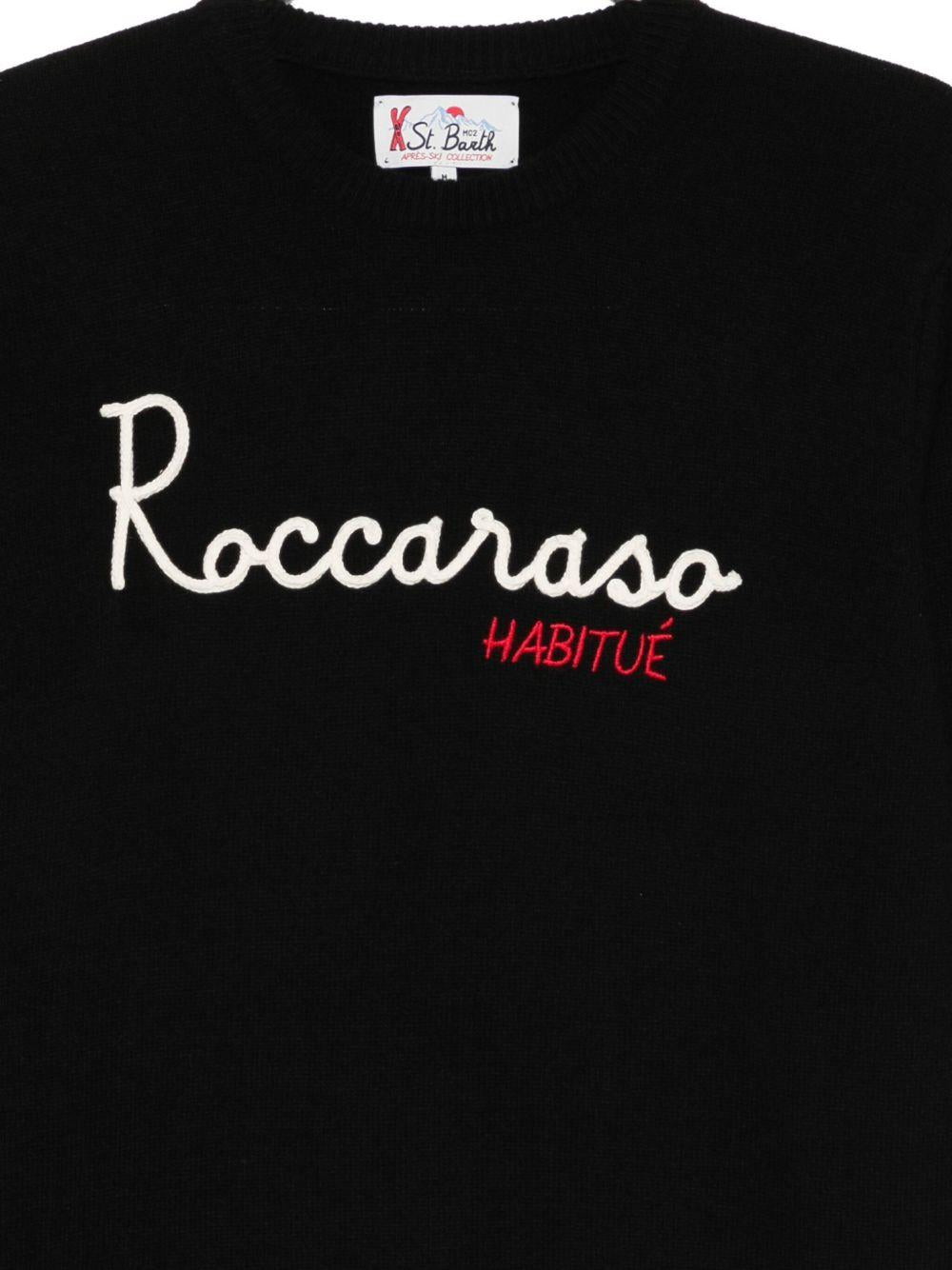 Maglione nero girocollo con ricamo 