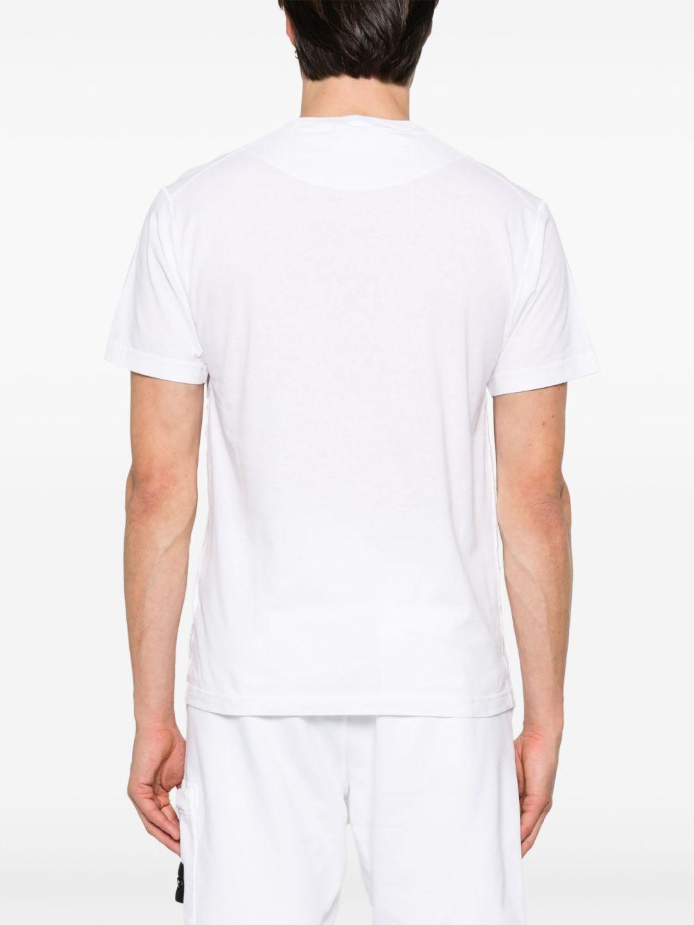 T-shirt bianco con applicazione logo 