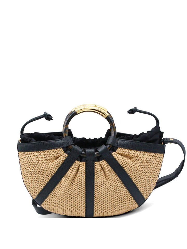 Borsa tote Shell media in paglia 