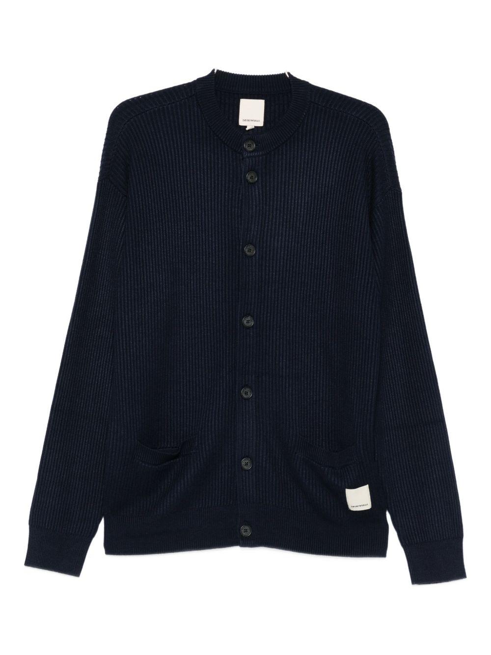Cardigan blu navy a coste 