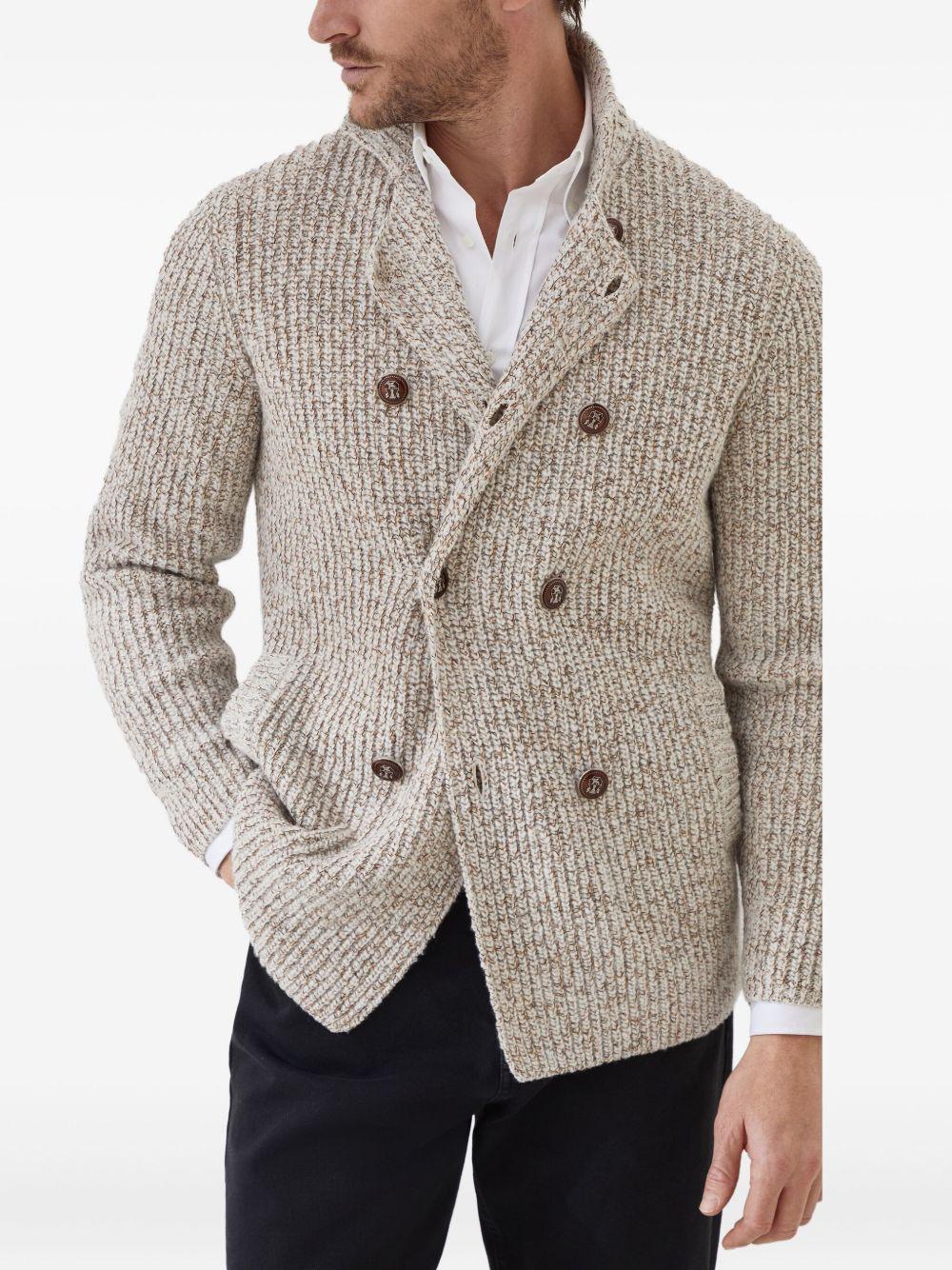 Cardigan doppiopetto beige chiaro con bottoni 