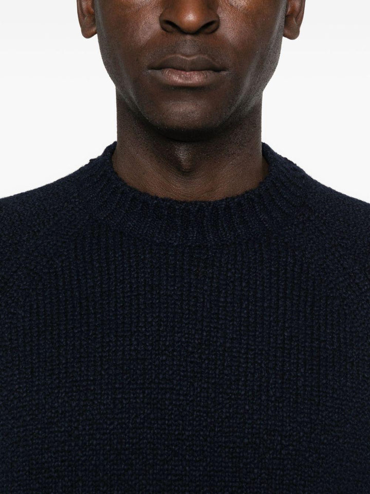 Maglione blu navy girocollo in lana 