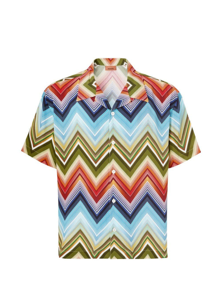 Camicia con stampa a zigzag multicolor 