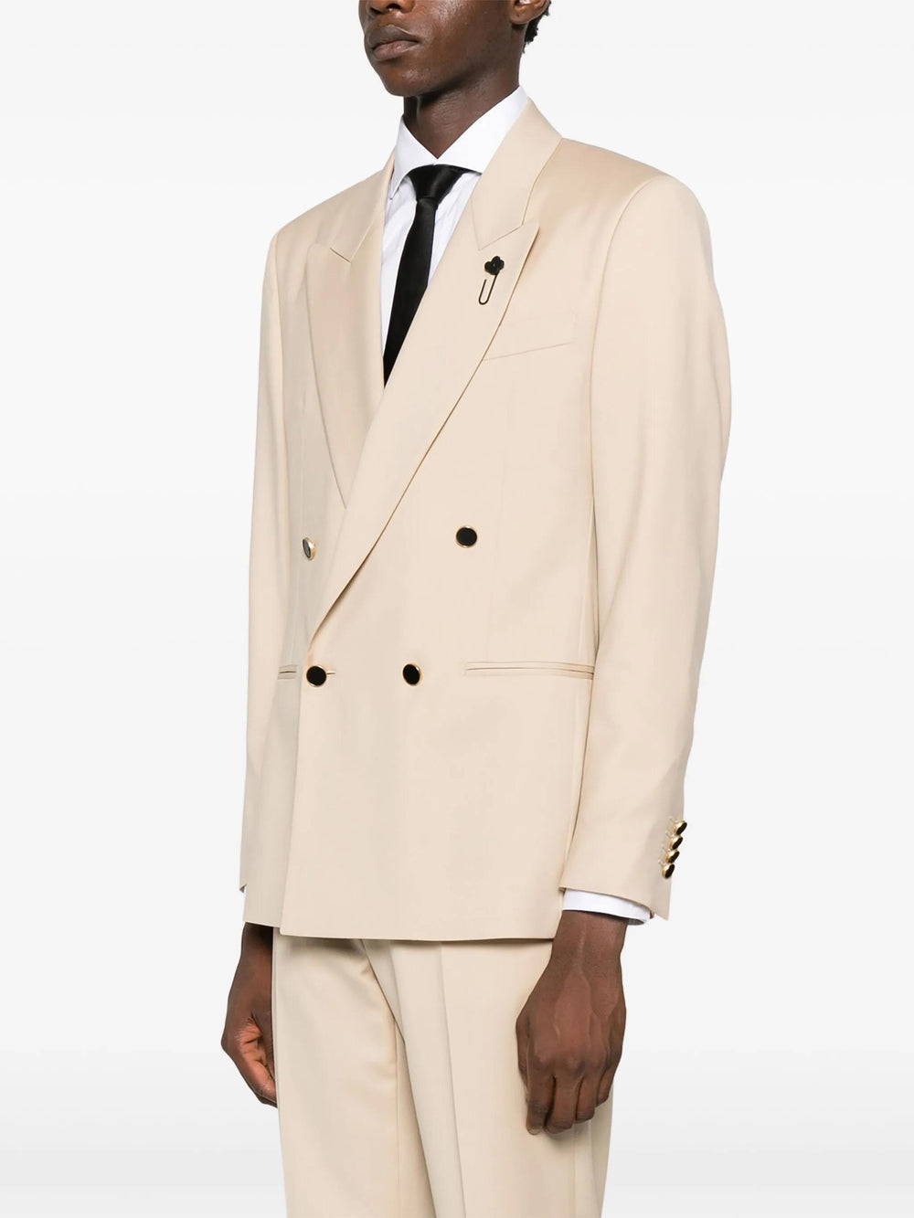 Blazer Beige Doppiopetto con rever a lancia 