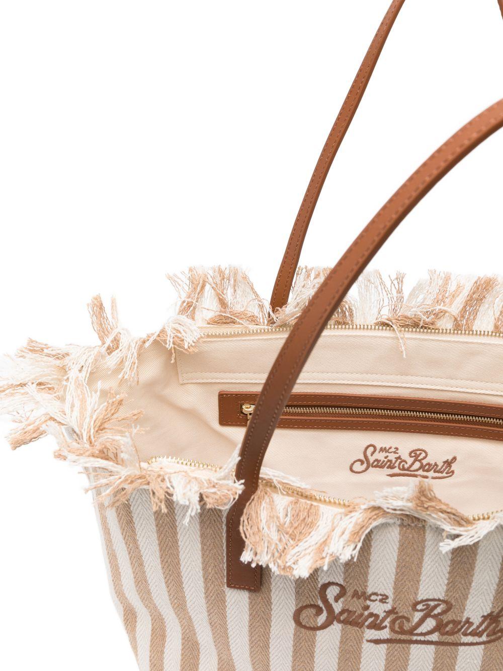 Borsa tote con frange a righe 