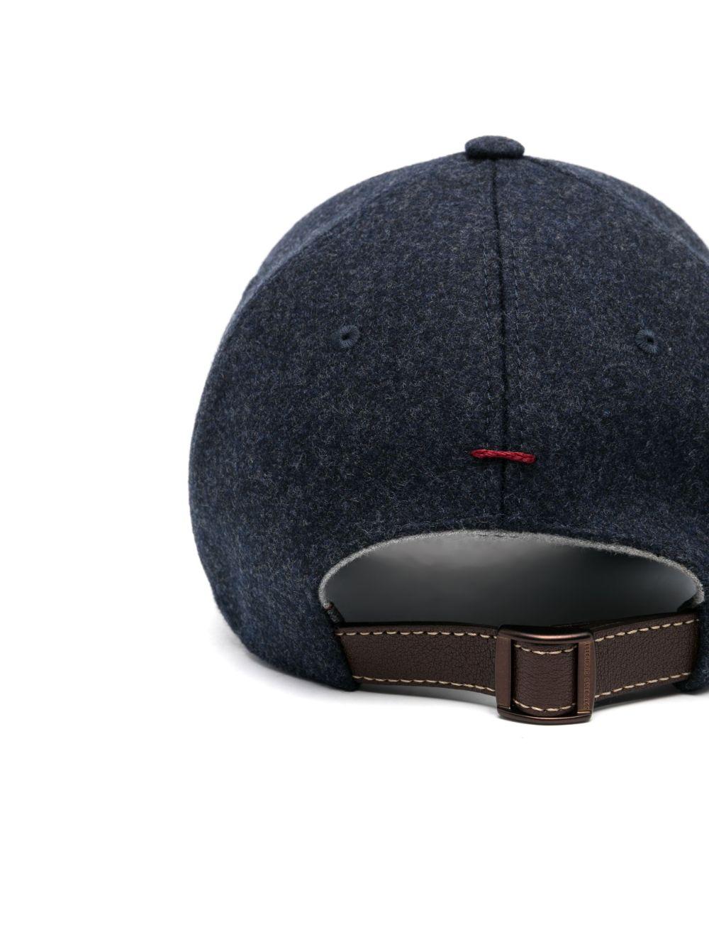Cappello da baseball blu notte in lana vergine con ricamo logo 