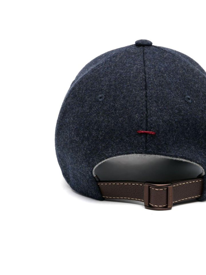 Cappello da baseball blu notte in lana vergine con ricamo logo 