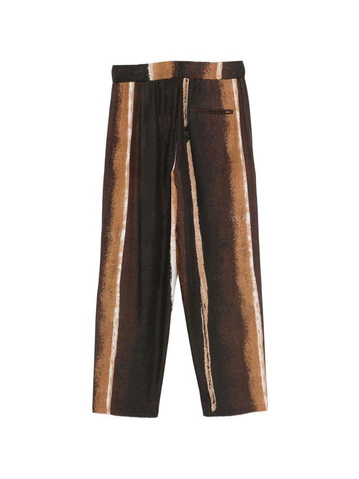 Pantaloni a righe marroni in lyocell 